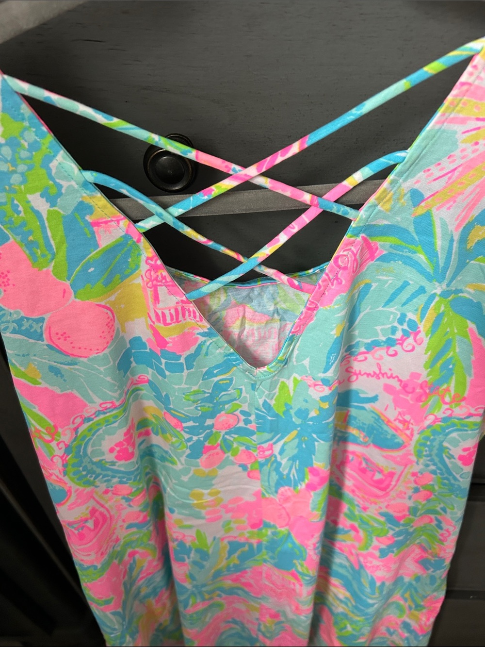 Lilly Pulitzer Tropical Palm Print Shift Dress in Pink  Florida print Kristen - Picture 2 of 3